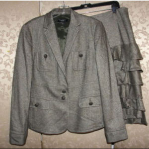 Talbots Marled Ruffle Tiered Skirt Suit 8 12